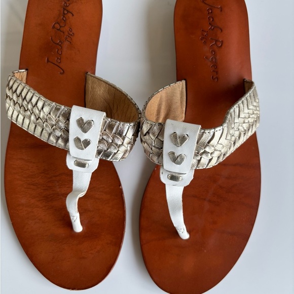 Jack Rogers Women's Tinsley Demi Wedge Sandals, White/Platinum, 8.5 M US - Picture 1 of 8